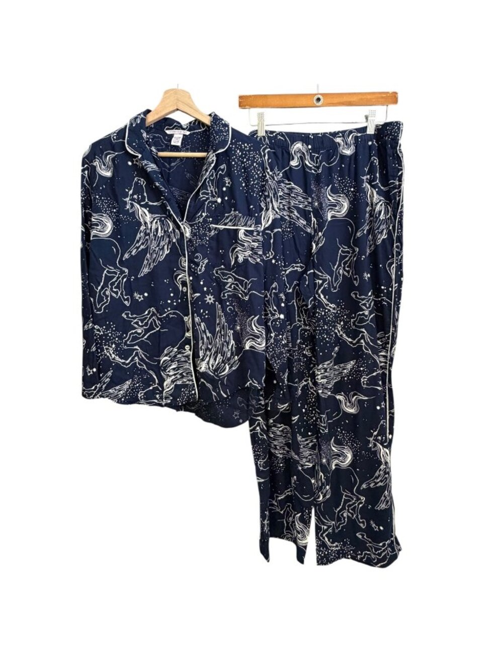 Victoria's Secret Novelty Unicorn Long Sleeve Pants Pajama Set Navy M